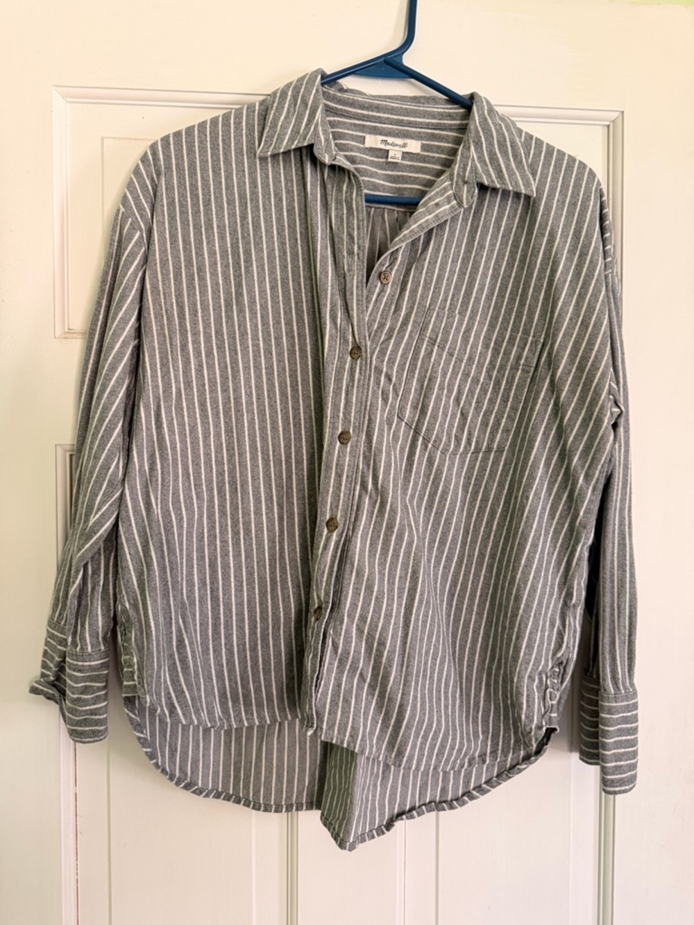Madewell Gray & White Stripe Button-Down Shirt